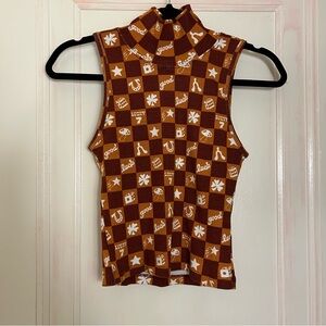 Big Bud Press Sleeveless Turtleneck Lucky Burgundy Orange XS